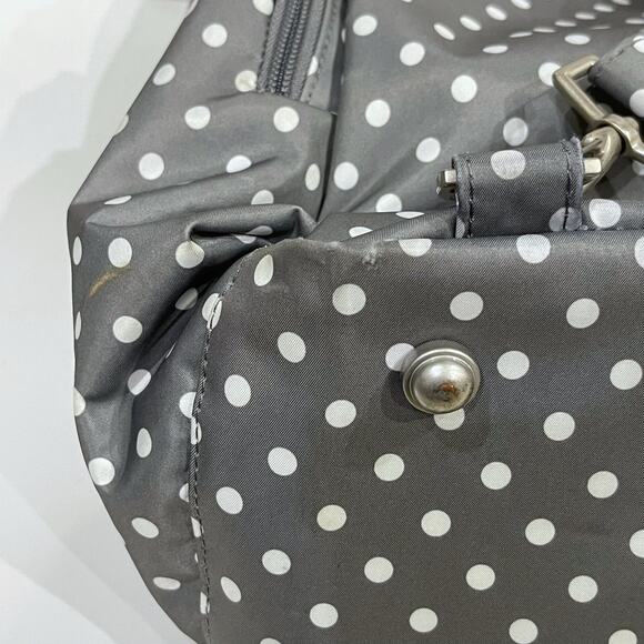 JuJuBe Nurtured Large Breast Pump Backpack Diaper Baby Bag Polka Dot Gray White - Picture 8 of 11